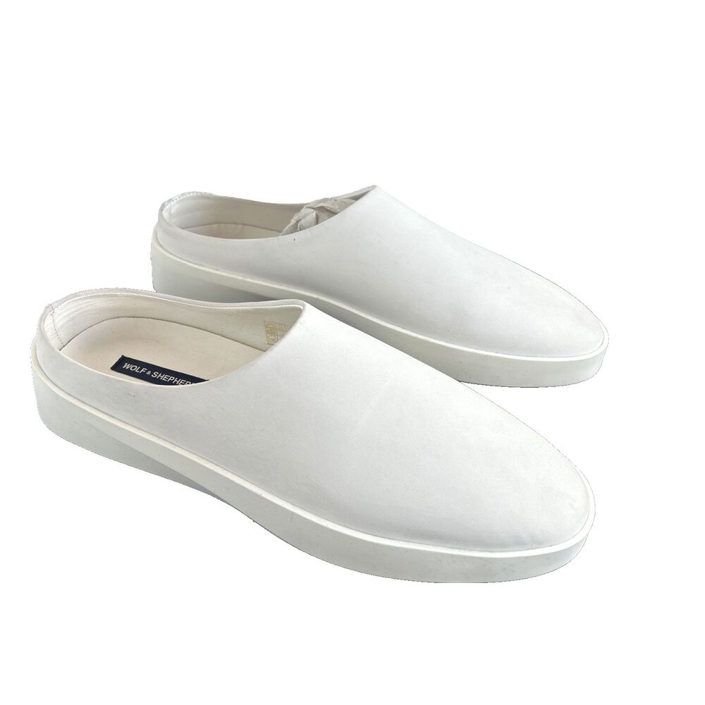 Wolf & Shepherd Cruise Men's Size 10/ EU 43 White Leather Mule Slip On NEW